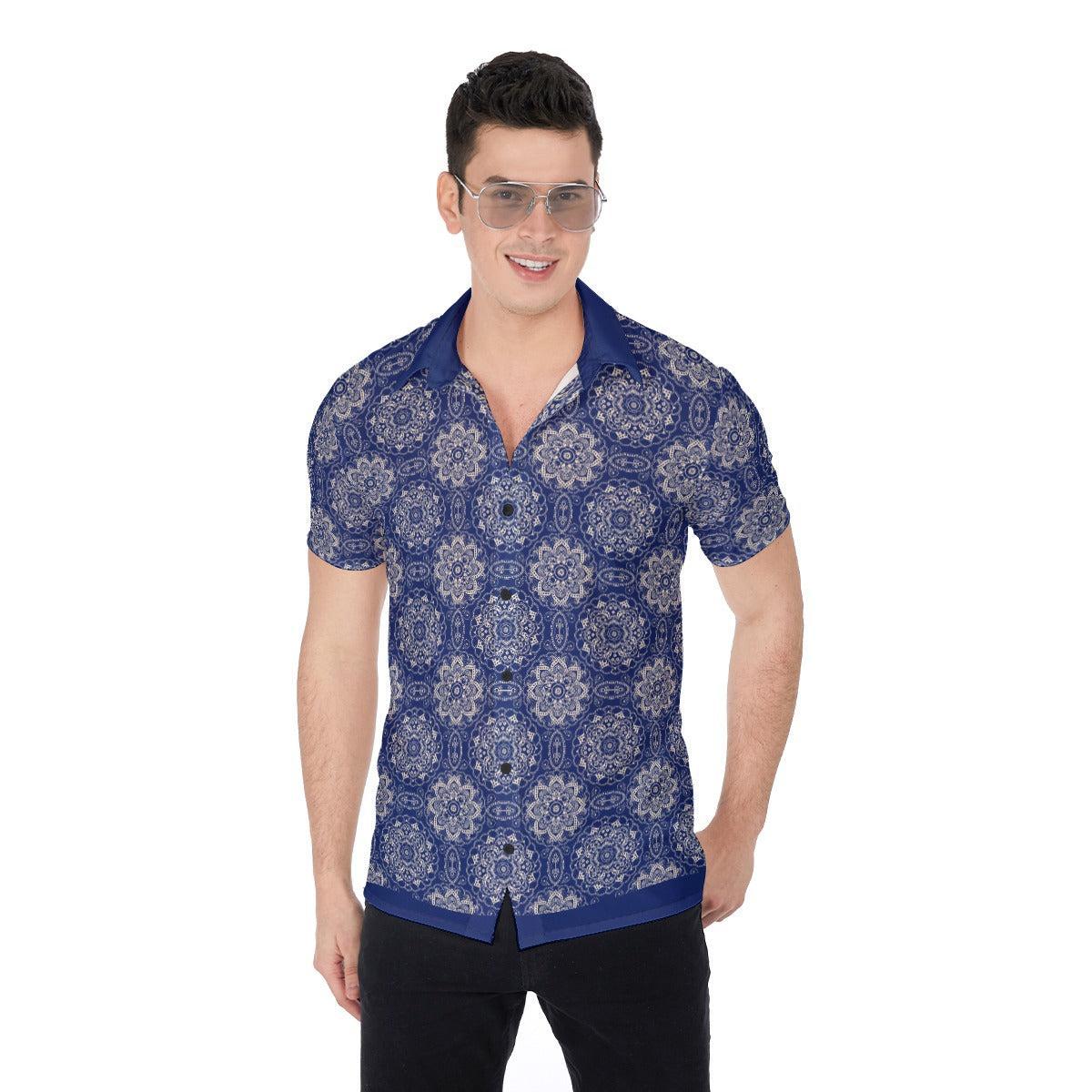 Blue Mendala (Button Shirt)-Button Shirt-Swish Embassy