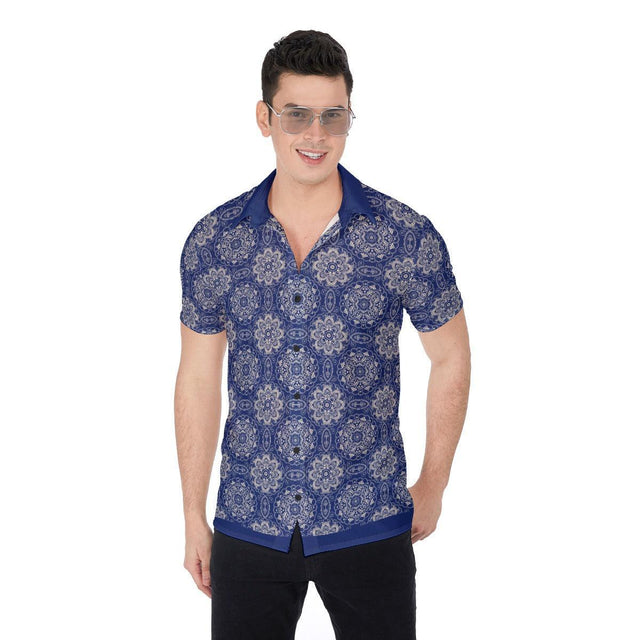 Blue Mendala (Button Shirt)-Button Shirt-Swish Embassy