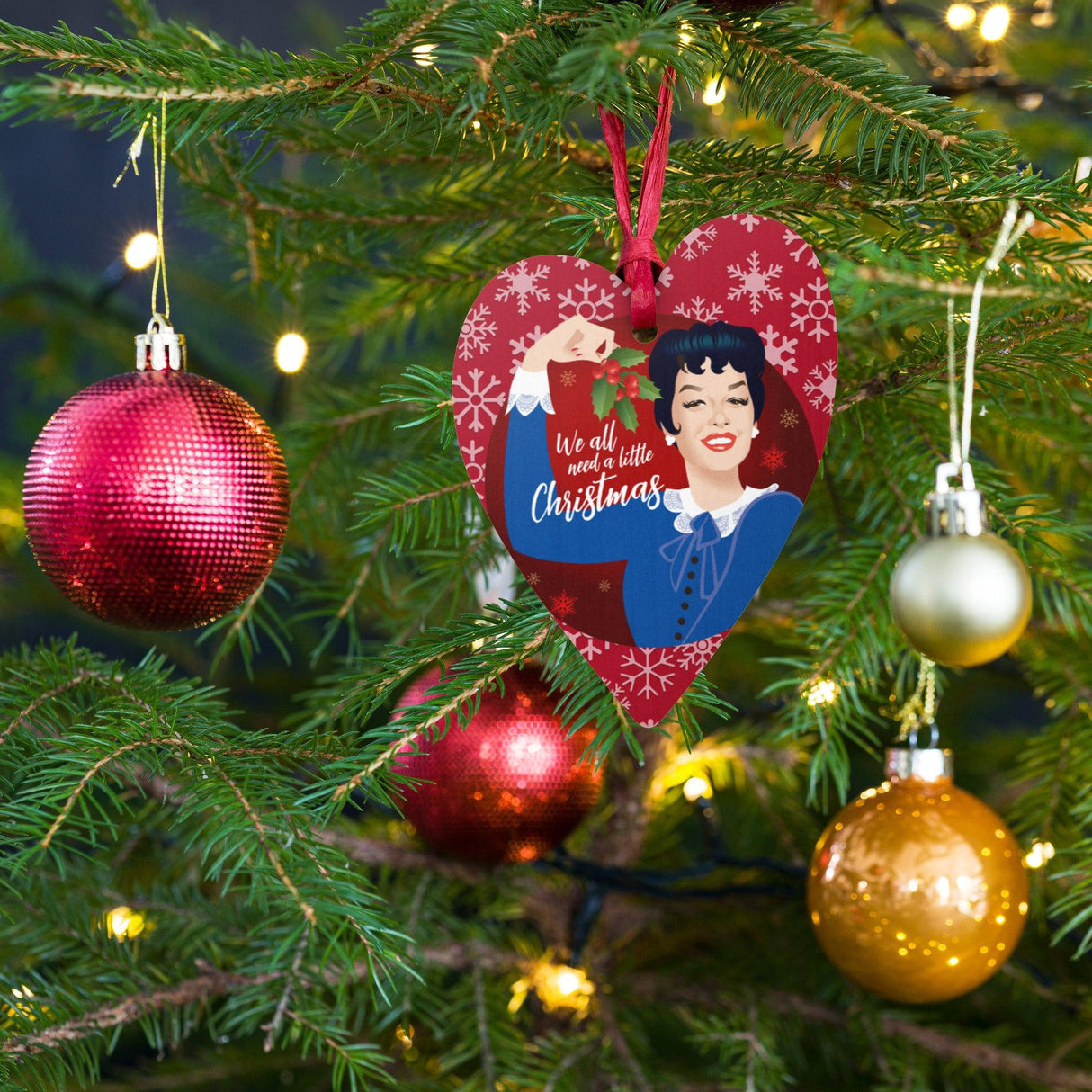 Christmas with Mame (Ornament/Fridge Magnet)-Wood Ornament-Swish Embassy