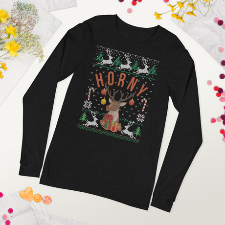 Horny (Ugly Christmas)-T-Shirts-Swish Embassy