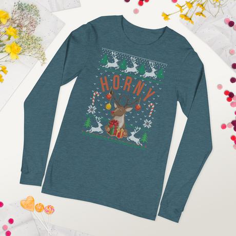 Horny (Ugly Christmas)-T-Shirts-Swish Embassy