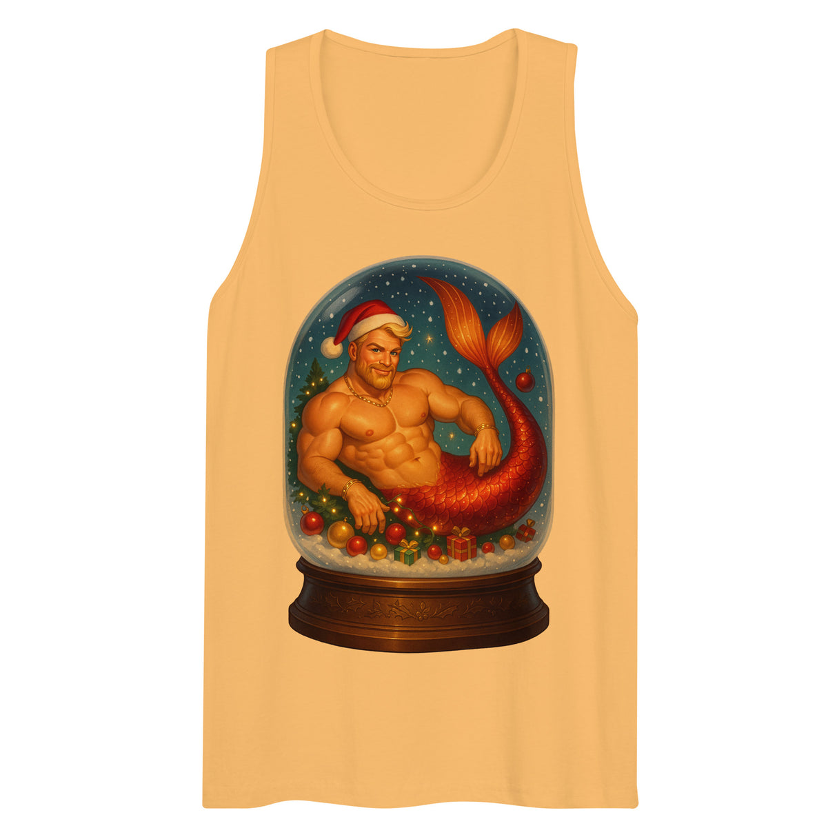 Merman in a Snow Globe (Tank top)-Christmas Tank Tops-Swish Embassy