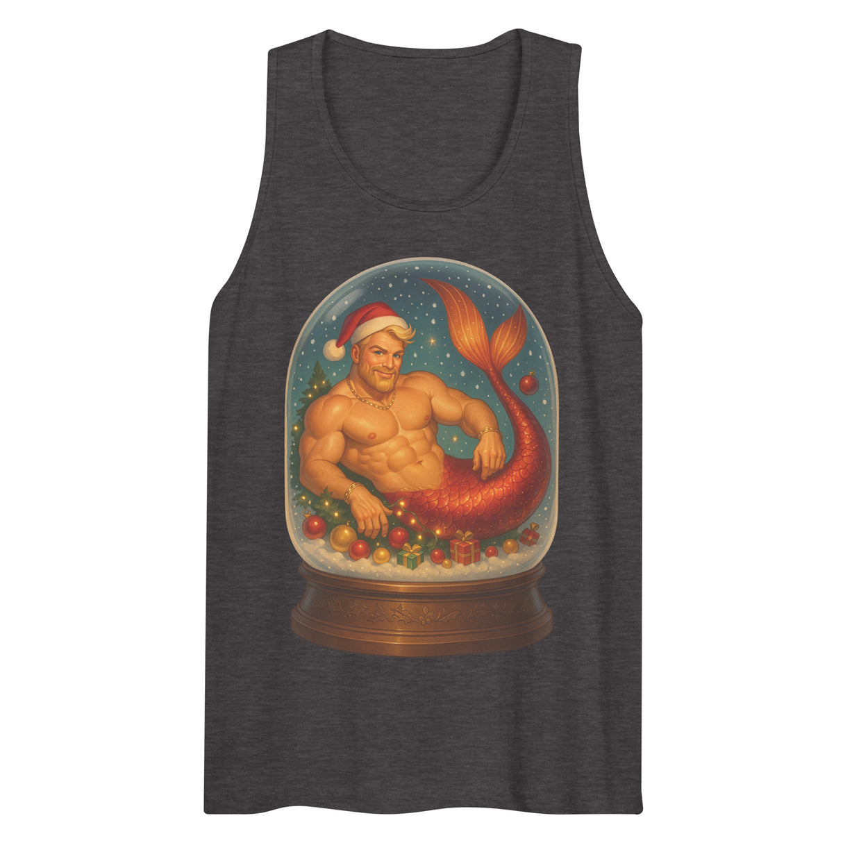 Merman in a Snow Globe (Tank top)-Christmas Tank Tops-Swish Embassy
