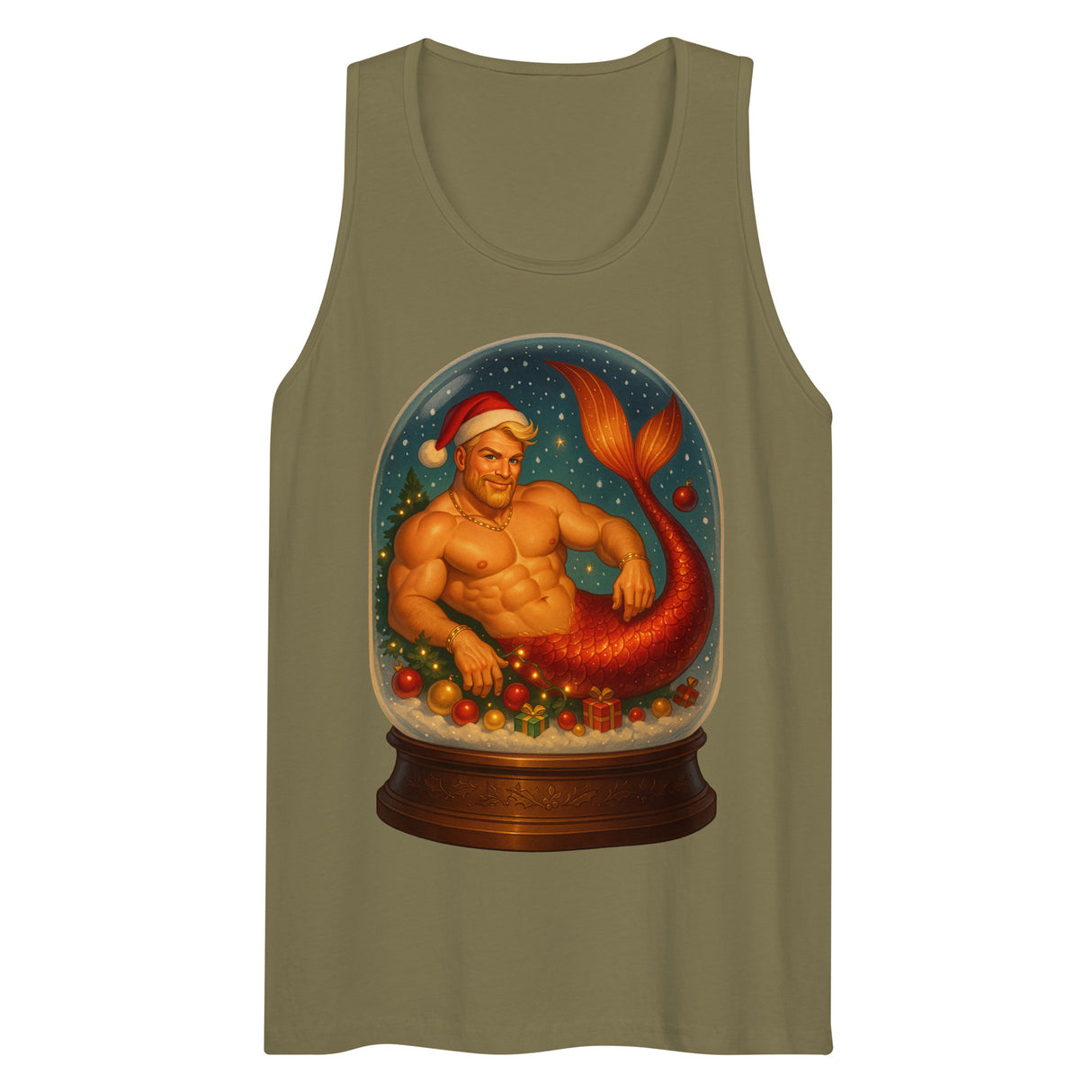 Merman in a Snow Globe (Tank top)-Christmas Tank Tops-Swish Embassy