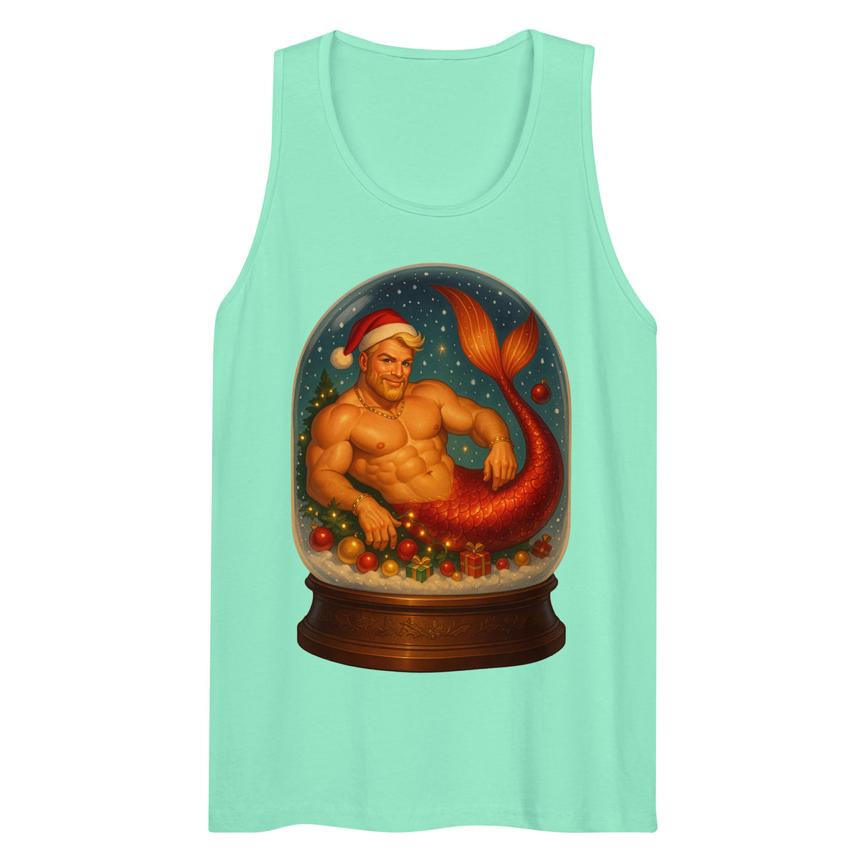 Merman in a Snow Globe (Tank top)-Christmas Tank Tops-Swish Embassy