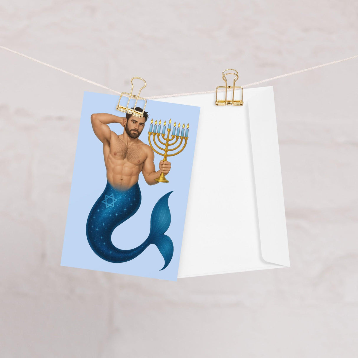 Mermenorah (Hannukah Card)-Greeting Card-Swish Embassy