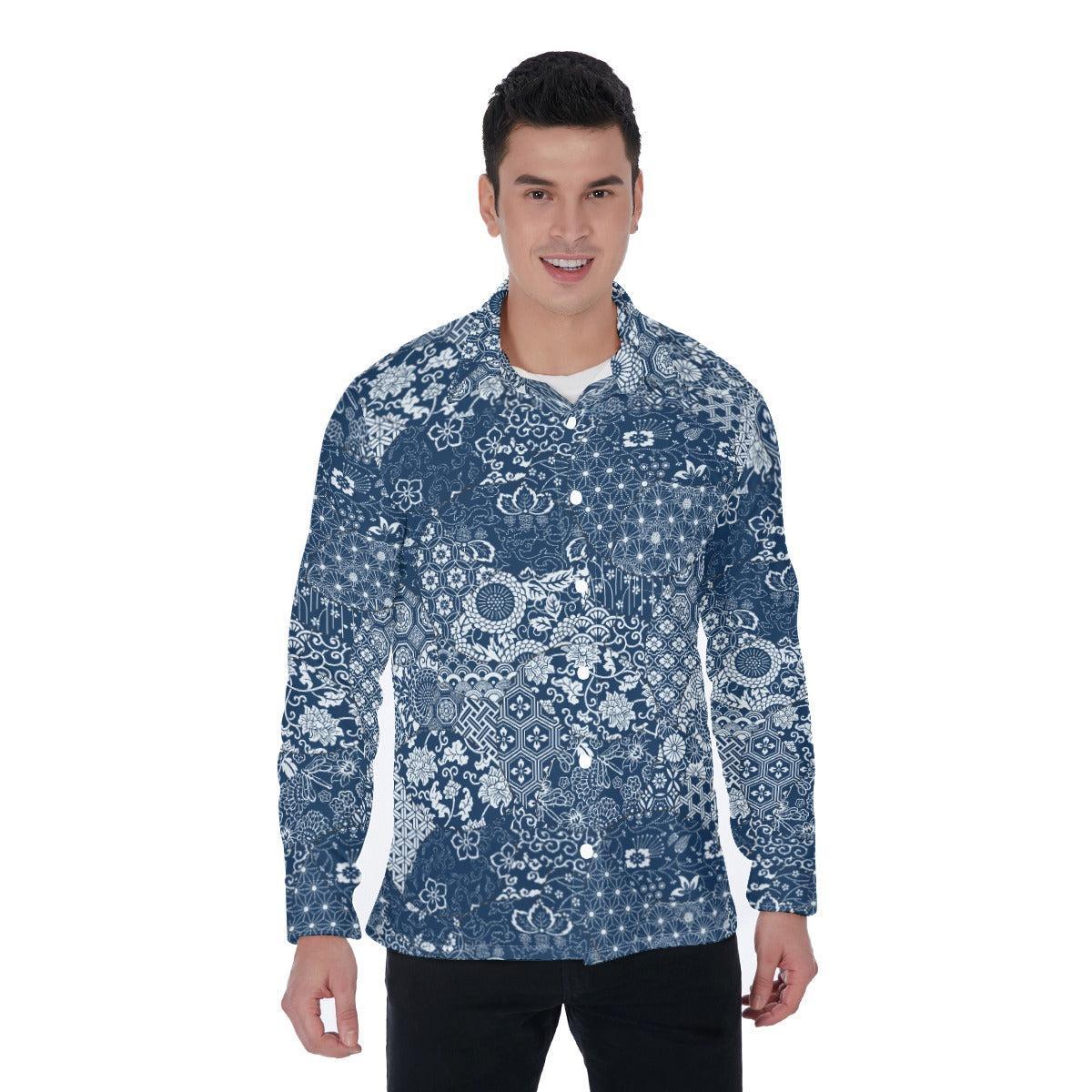 Patchwork Zen (Long Sleeve Button Shirt)-Long Sleeve Button Shirts-Swish Embassy