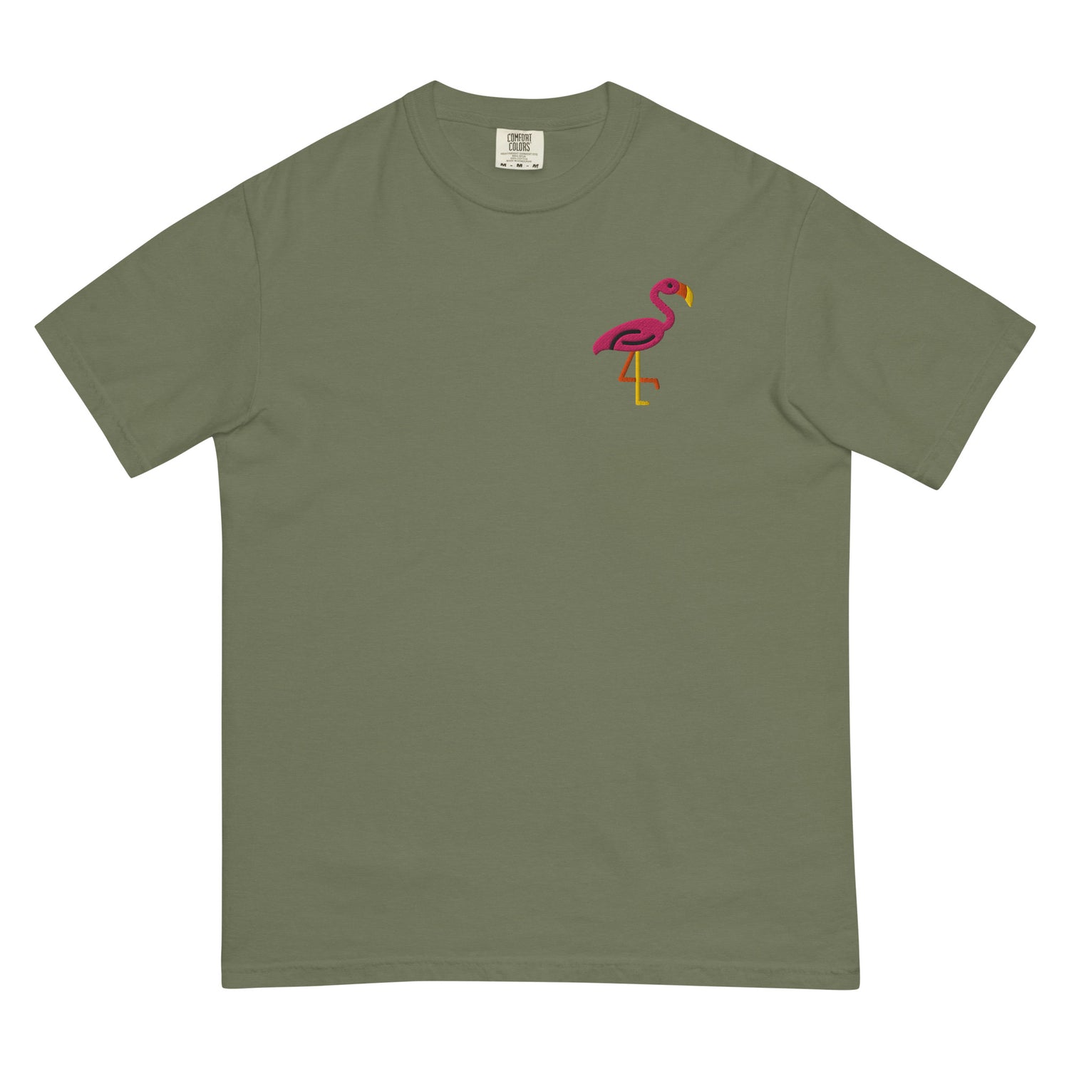 Pink Flamingo (Embroidered) (Boxy Tee)-Boxy T-Shirt-Swish Embassy