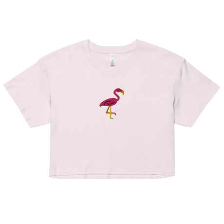 Pink Flamingo (Embroidered) (Crop Top)-Crop Top-Swish Embassy