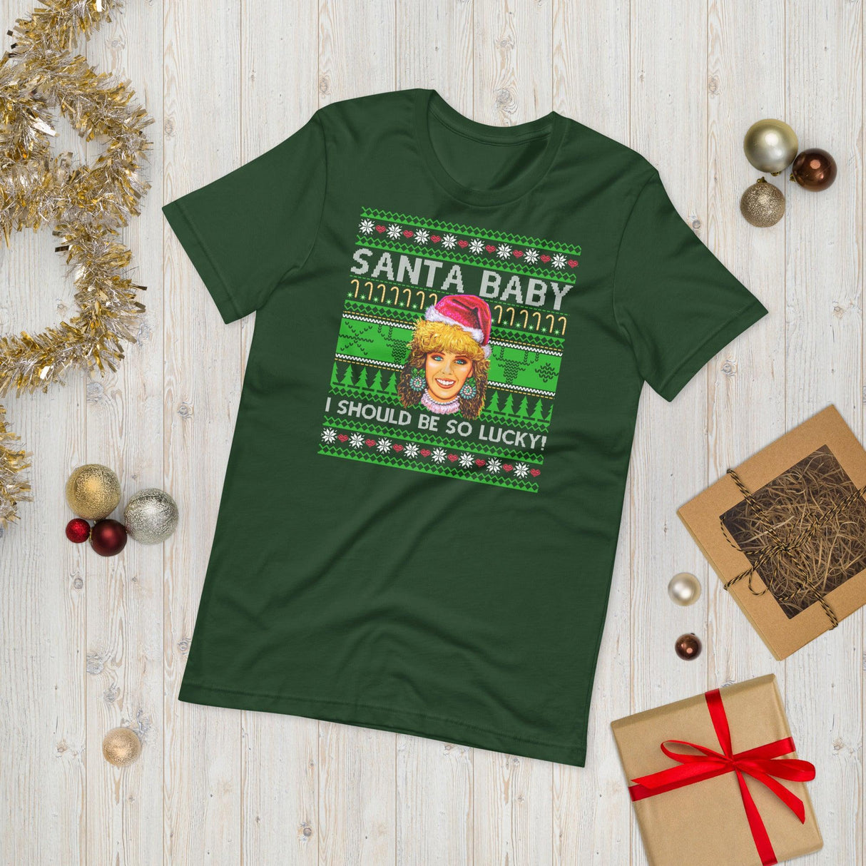 Santa Baby I Should Be So Lucky (Ugly Christmas)-Christmas T-Shirts-Swish Embassy