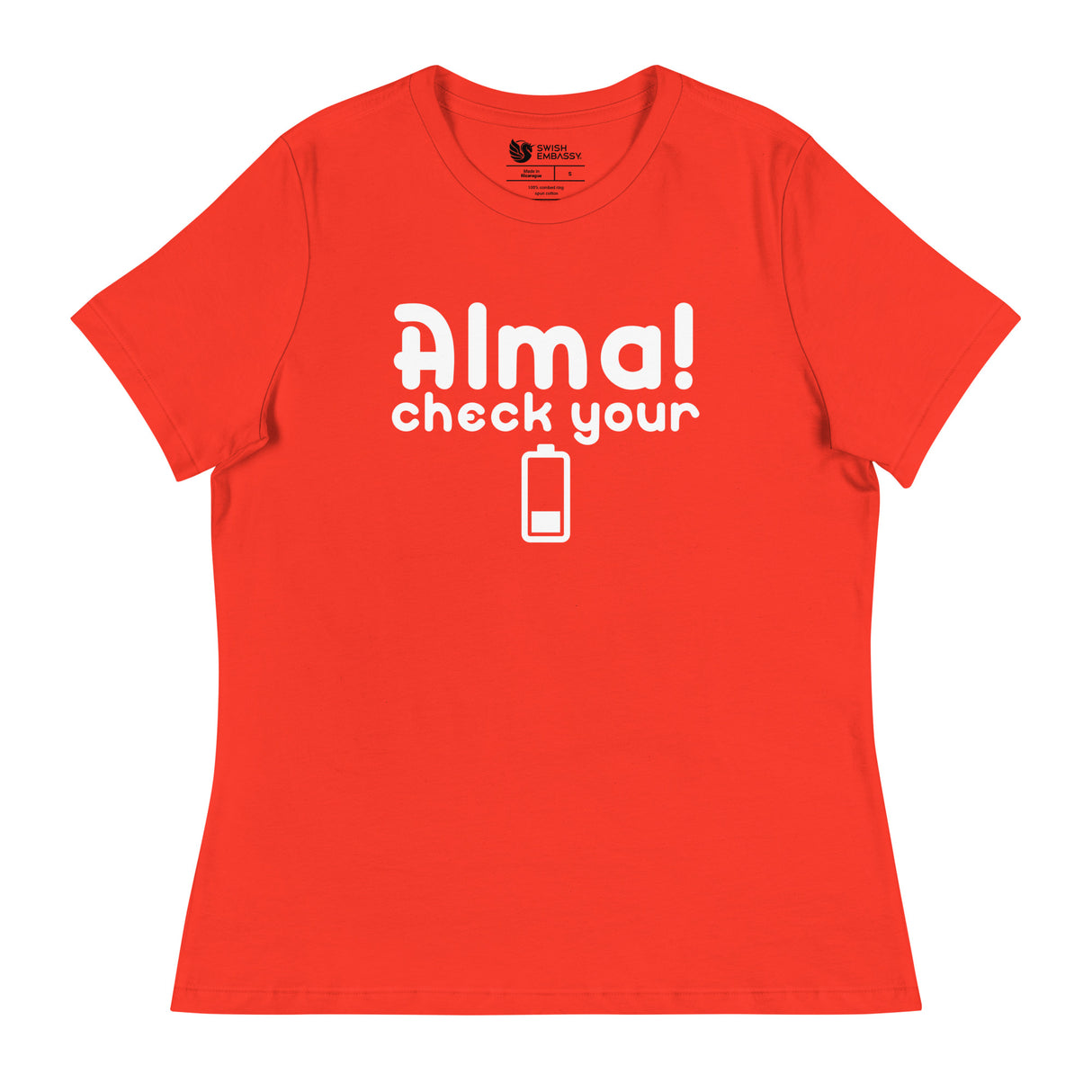 Check Your Battery (Women's Relaxed T-Shirt)-Women's T-Shirts-Swish Embassy