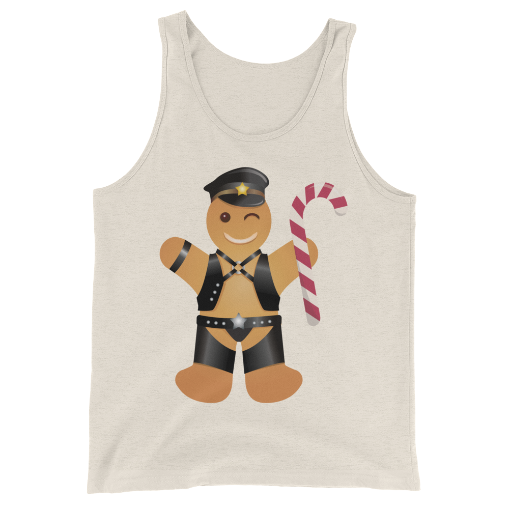 Gingerbread Leather Man (Tank Top)-Christmas Tank Tops-Swish Embassy