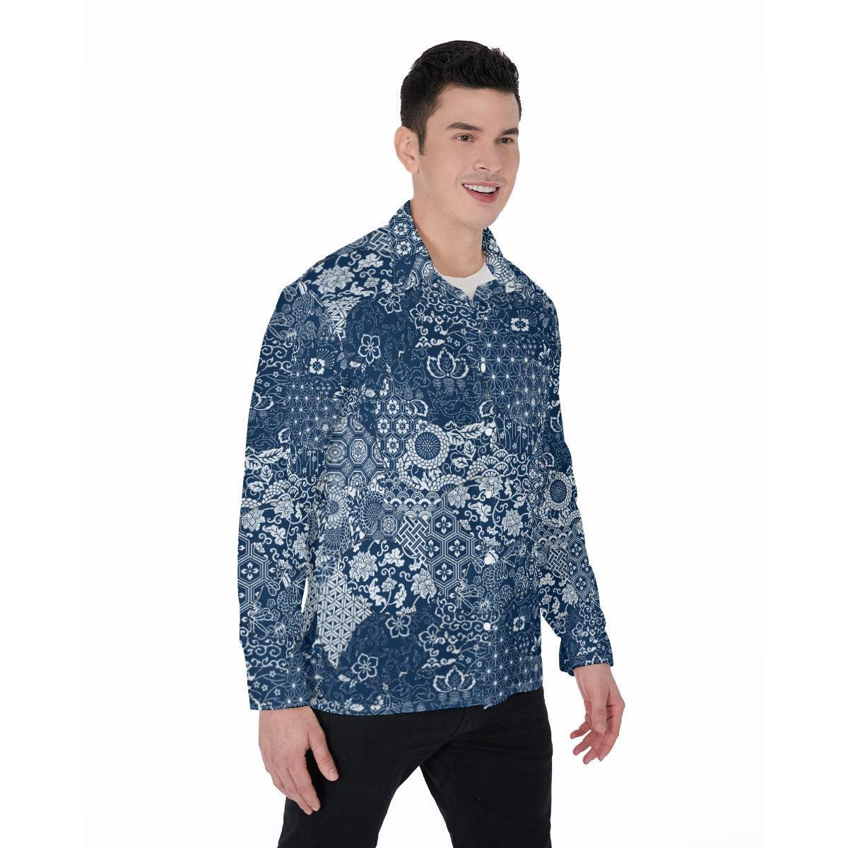 Patchwork Zen (Long Sleeve Button Shirt)-Long Sleeve Button Shirts-Swish Embassy