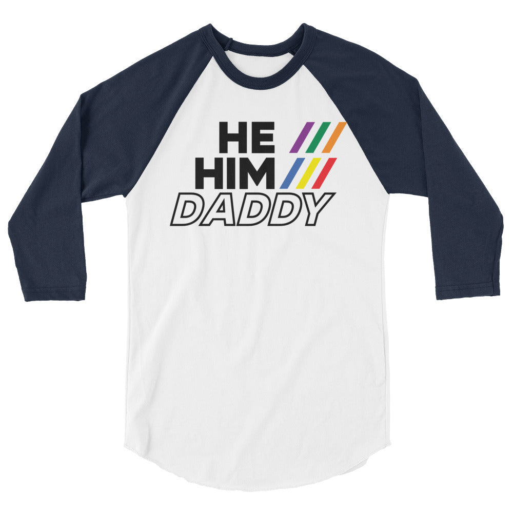 He/Him/Daddy (Raglan) - White/Navy
