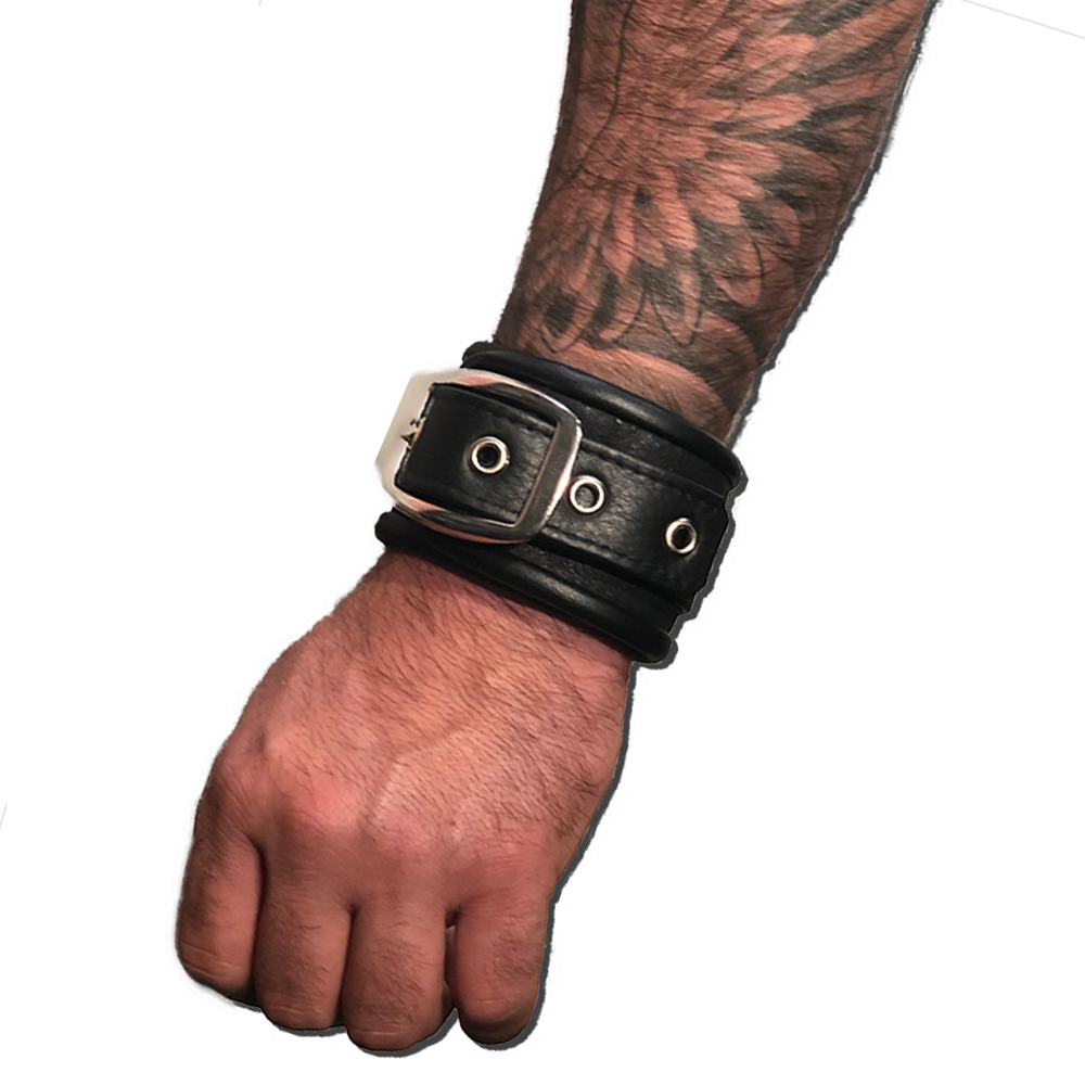 Buckle Wristband with Color Piping-Leather-Swish Embassy