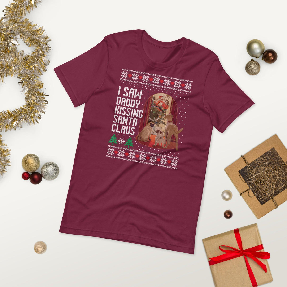I Saw Daddy Kissing Santa Claus (Ugly Christmas)-Christmas T-Shirts-Swish Embassy