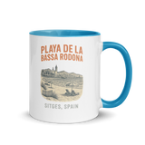 Debut garment mockup | Playa de la Bassa Rodone (Mug) | Blue
