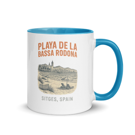 Debut garment mockup | Playa de la Bassa Rodone (Mug) | Blue