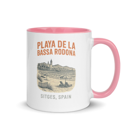 Debut garment mockup | Playa de la Bassa Rodone (Mug) | Pink