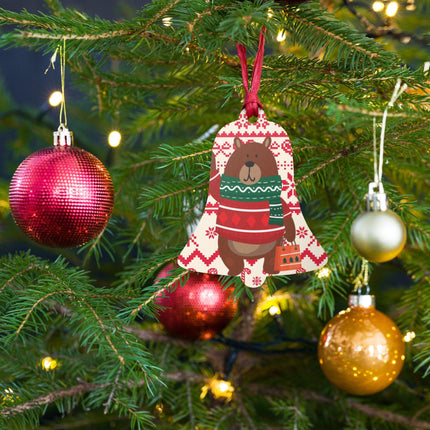 Christmas Bear (Ornament/Fridge Magnet)-Wood Ornament-Swish Embassy