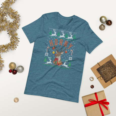 Horny (Ugly Christmas)-Ugly Christmas Apparel-Swish Embassy