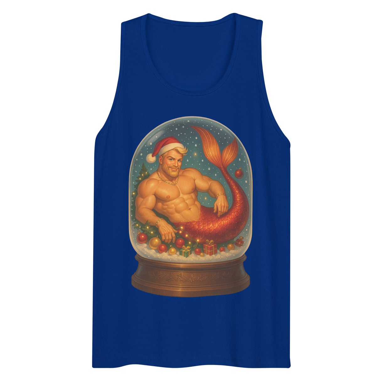 Merman in a Snow Globe (Tank top)-Christmas Tank Tops-Swish Embassy