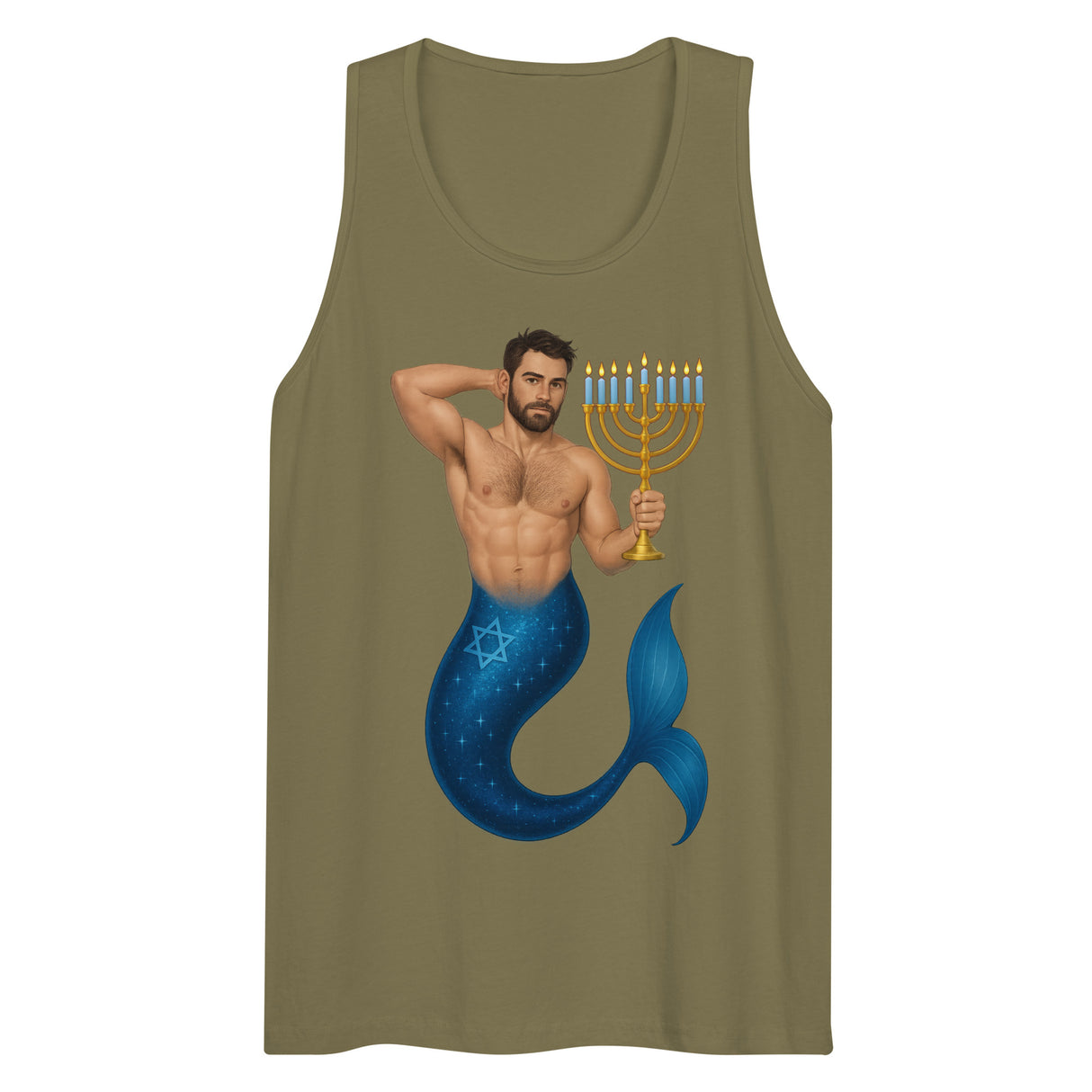 Mermenorah (Tank top)-Christmas Tank Tops-Swish Embassy