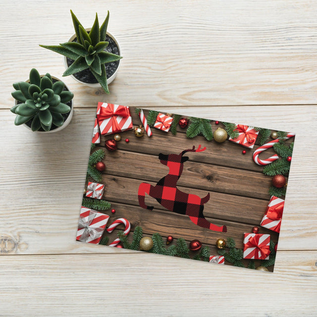 Plaid Reindeer (Greeting card)-Greeting Card-Swish Embassy