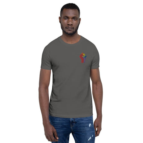 Rainbow Fist (Embroidered)-Embroidered T-Shirts-Swish Embassy