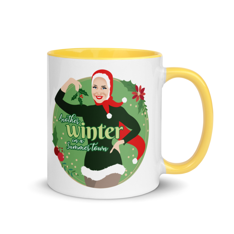Debut garment mockup | Another Winter in a Summer Town (Mug) | Yellow