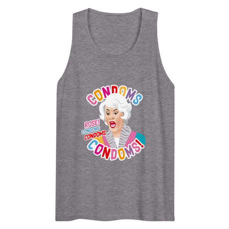 Debut garment mockup | Condoms! (Tank Top) | Athletic Heather