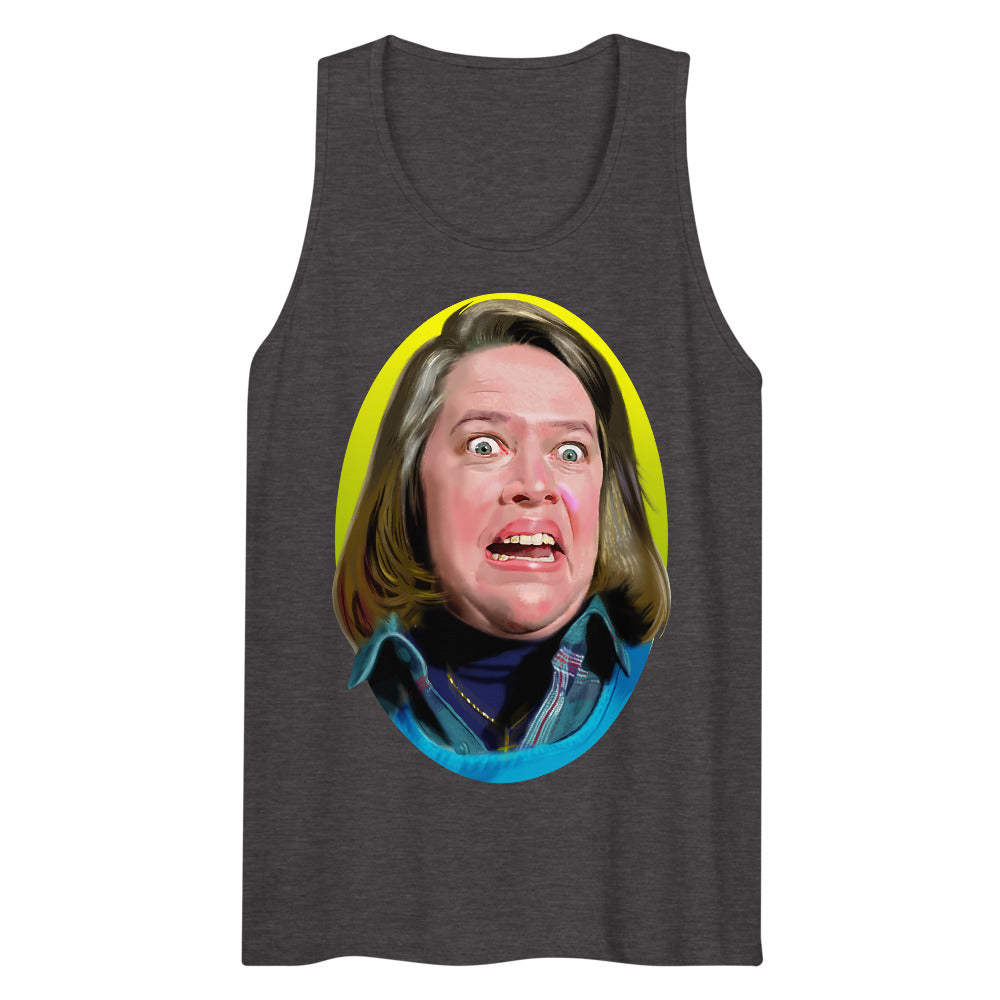 Debut garment mockup | Fan-tastic and Deranged (Tank Top) | Charcoal Heather