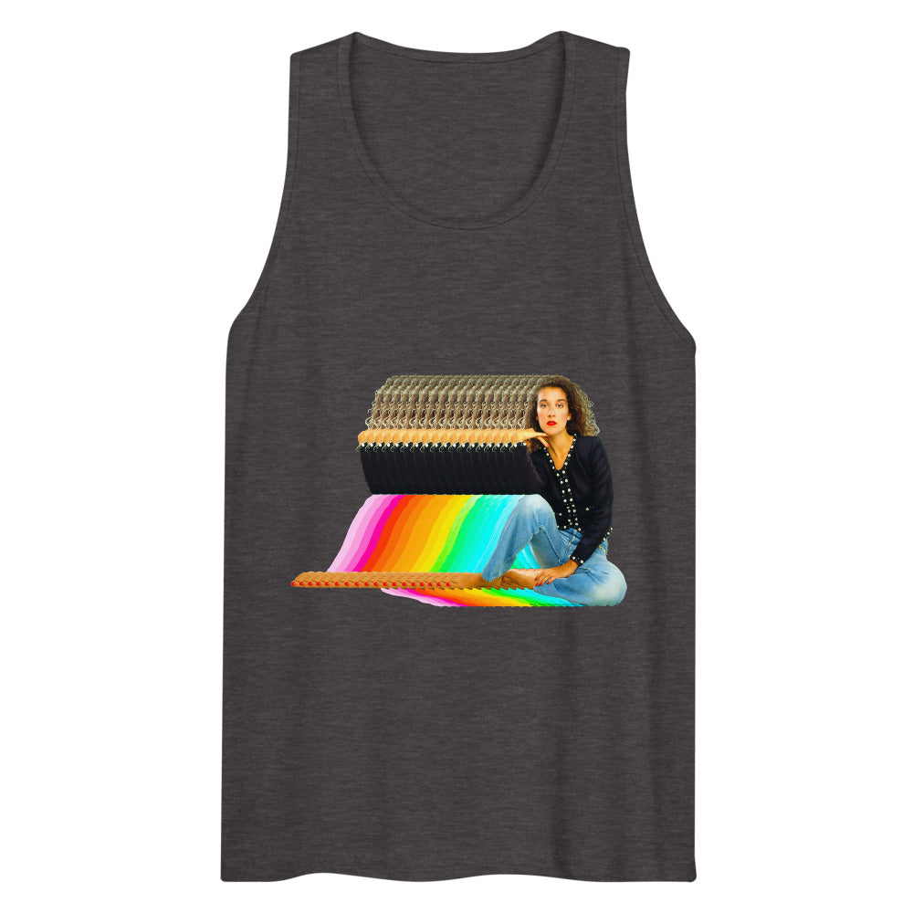 Debut garment mockup | Dion Stop Believin' (Tank Top) | Charcoal Heather
