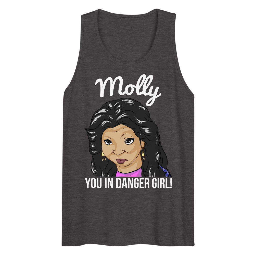 Debut garment mockup | Molly You in Danger Girl (Tank Top) | Charcoal Heather