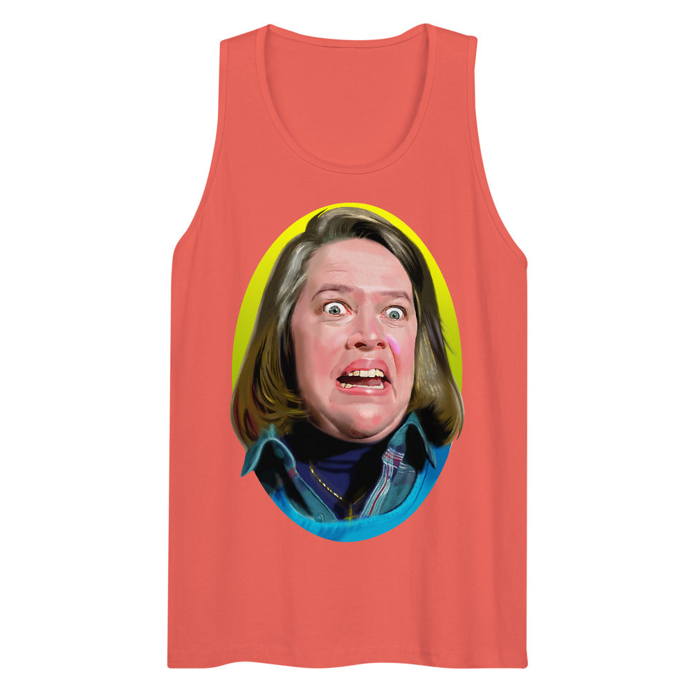 Debut garment mockup | Fan-tastic and Deranged (Tank Top) | Coral