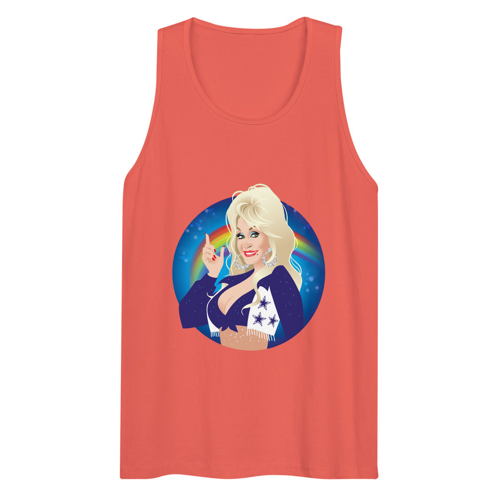 Debut garment mockup | Here Comes the Rainbow (Tank Top) | Coral