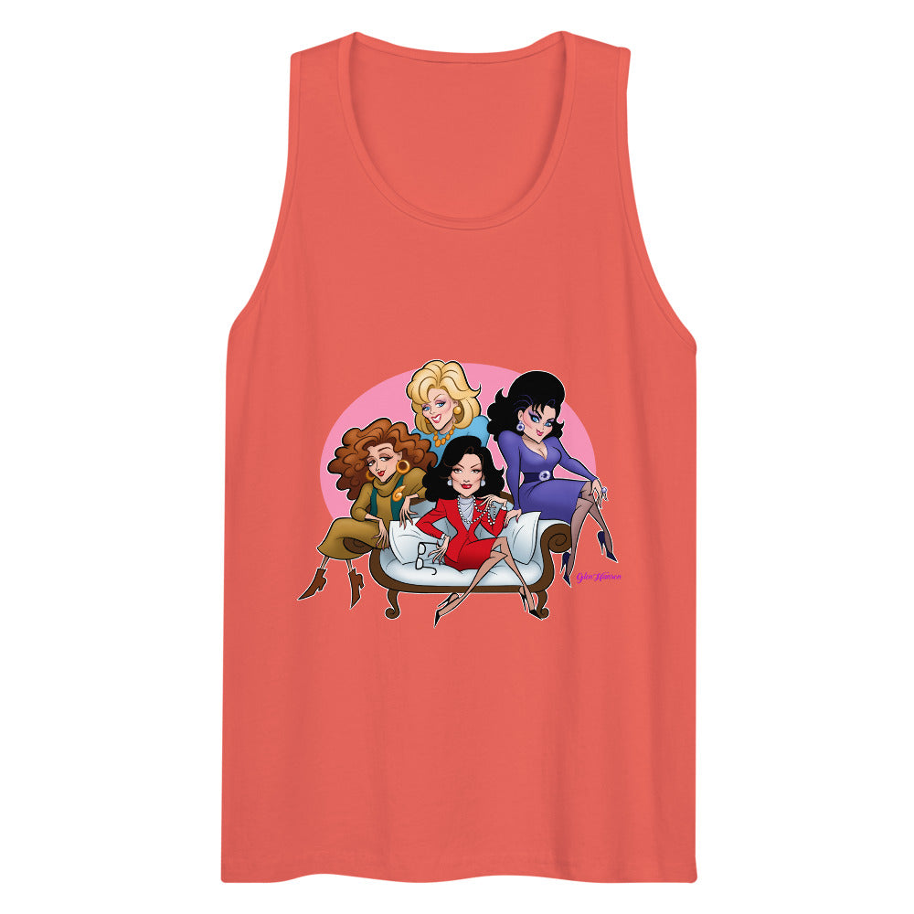 Debut garment mockup | Southern Belles (Tank Top) | Coral