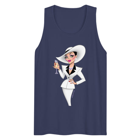 Debut garment mockup | Champagne & Shoulder Pads (Tank Top) | Harbor Blue