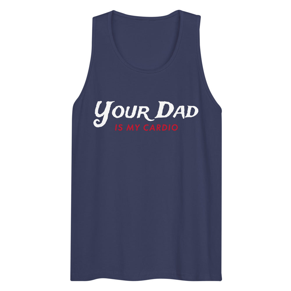 Debut garment mockup | Your Dad is my Cardio (Tank Top) | Harbor Blue