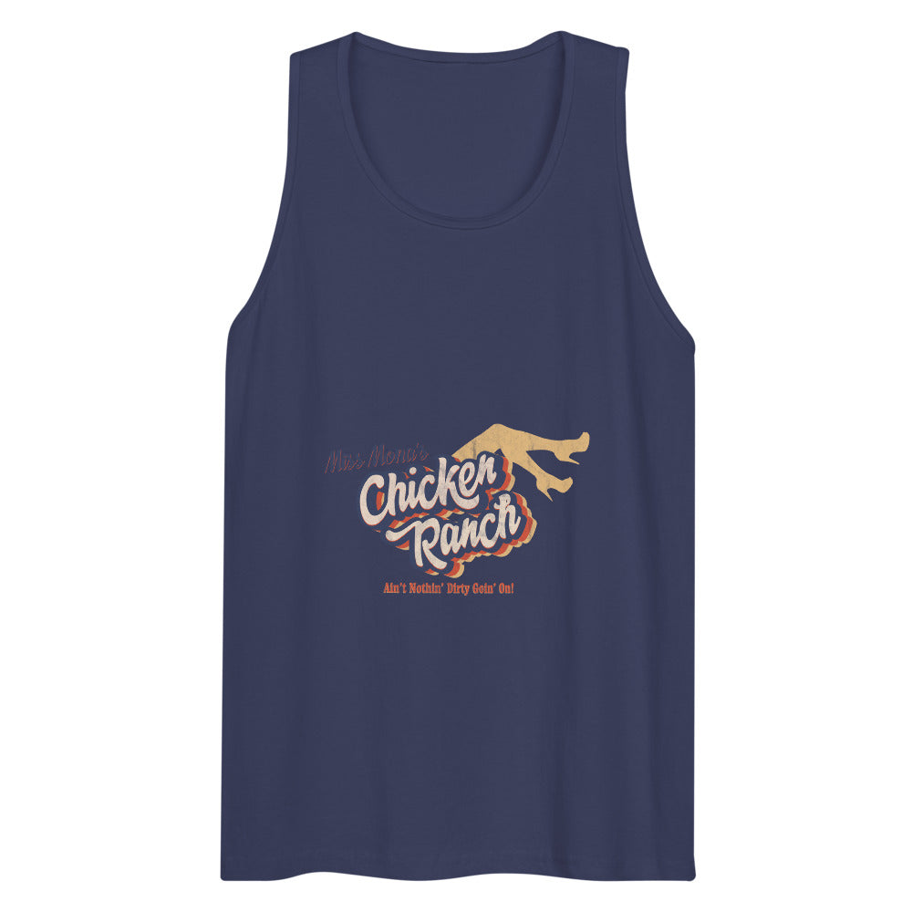 Debut garment mockup | Chicken Ranch (Tank Top) | Harbor Blue