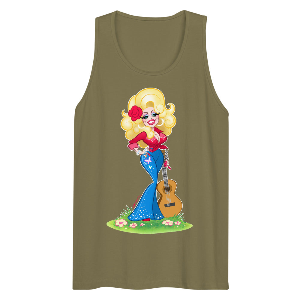Debut garment mockup | Smoky Mountain Glam (Tank Top) | Military Green