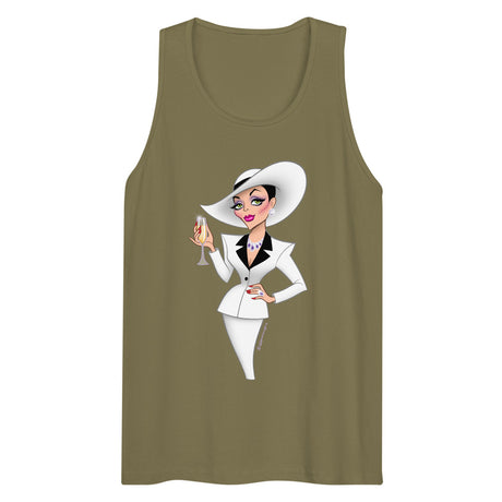 Debut garment mockup | Champagne & Shoulder Pads (Tank Top) | Military Green