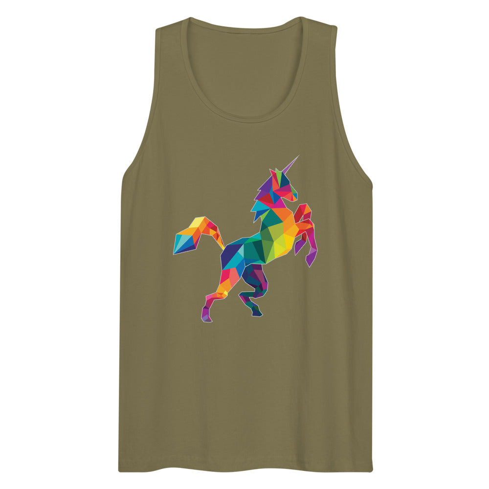 Debut garment mockup | Polygon Unicorn (Tank Top) | Military Green