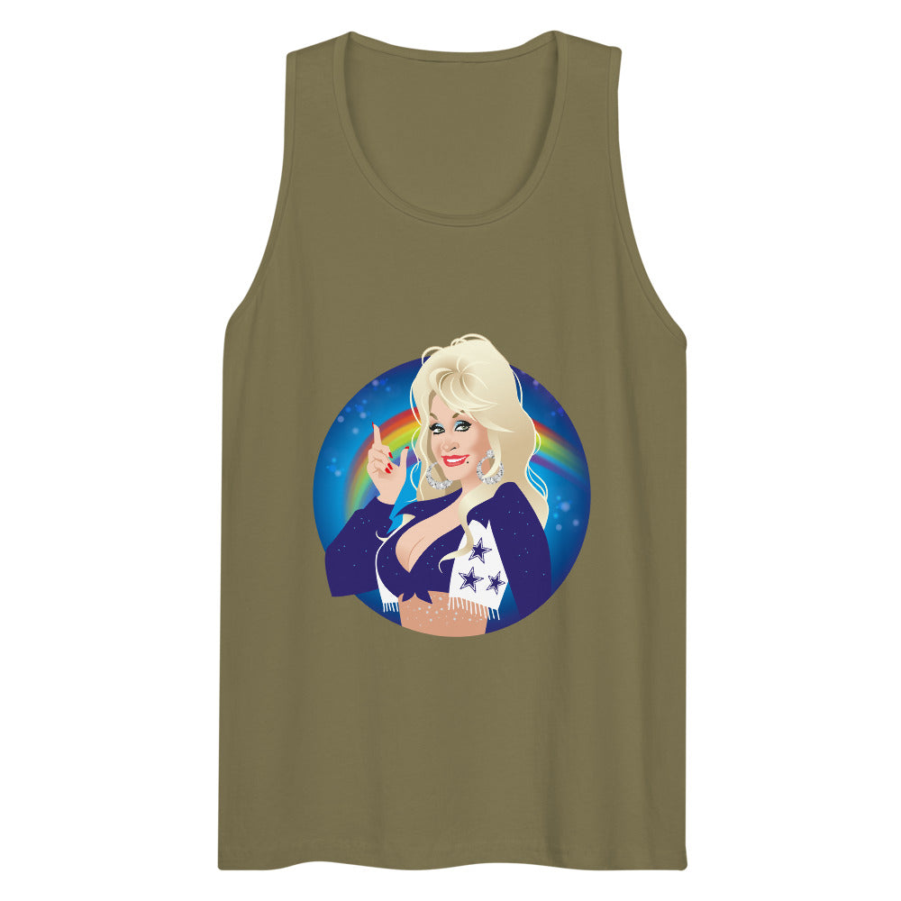 Debut garment mockup | Here Comes the Rainbow (Tank Top) | Military Green