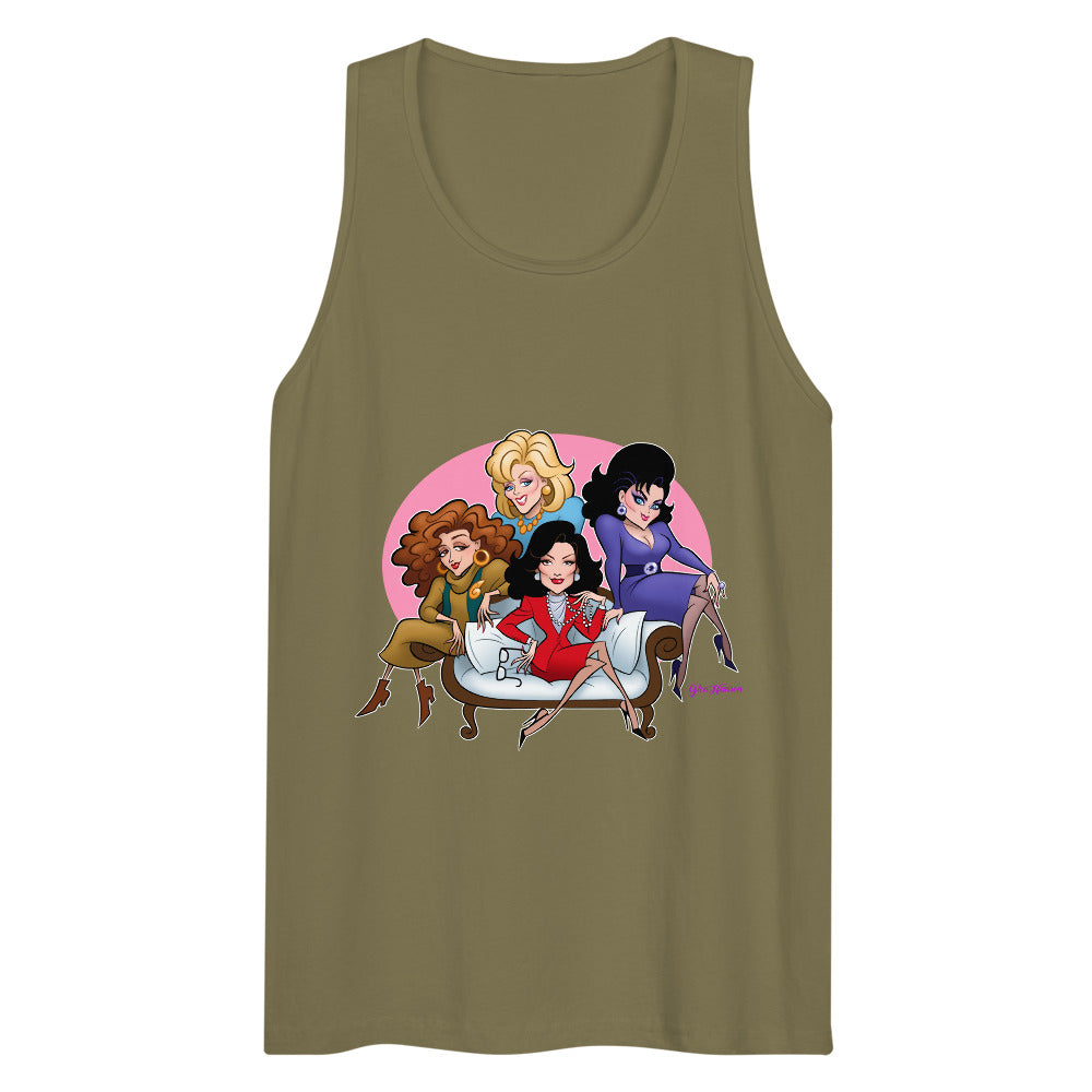 Debut garment mockup | Southern Belles (Tank Top) | Military Green