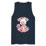 Debut garment mockup | Condoms! (Tank Top) | Navy