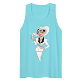 Debut garment mockup | Champagne & Shoulder Pads (Tank Top) | Pacific Blue