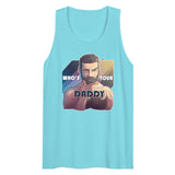 Debut garment mockup | Who's Your Daddy? (Tank Top) | Pacific Blue