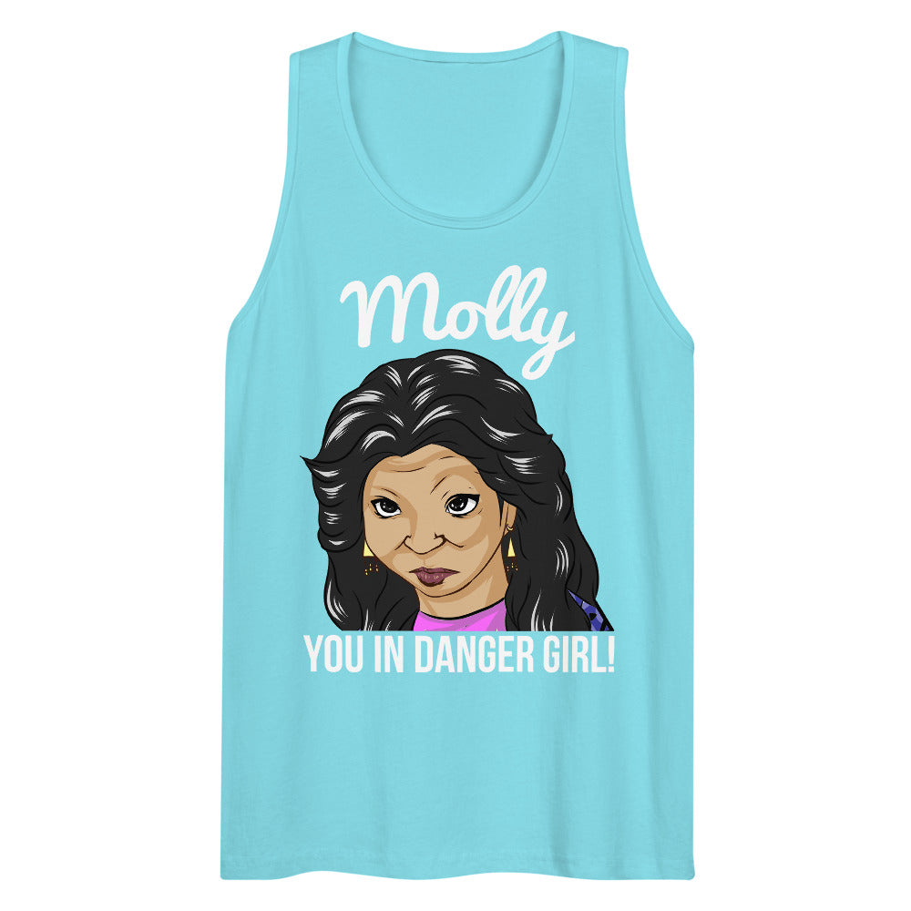 Debut garment mockup | Molly You in Danger Girl (Tank Top) | Pacific Blue