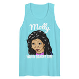 Debut garment mockup | Molly You in Danger Girl (Tank Top) | Pacific Blue